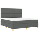 LED Box Spring Bed med hovedgærde Mørkegrå 180 x 200 cm Stof