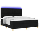 LED Box Spring Bed med madras Sort 180 x 200 cm Stof