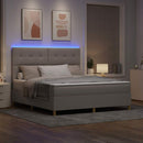 LED Box Spring Bed med madras Gråbrun 180 x 200 cm Stof
