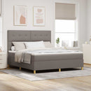 LED Box Spring Bed med madras Gråbrun 180 x 200 cm Stof