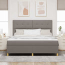 LED Box Spring Bed med madras Gråbrun 180 x 200 cm Stof