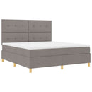 LED Box Spring Bed med madras Gråbrun 180 x 200 cm Stof