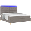 LED Box Spring Bed med madras Gråbrun 180 x 200 cm Stof