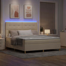LED Box Spring Bed med madras Creme 180 x 200 cm Stof