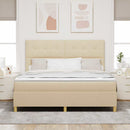 LED Box Spring Bed med madras Creme 180 x 200 cm Stof