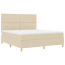 LED Box Spring Bed med madras Creme 180 x 200 cm Stof