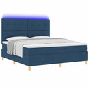 LED Box Spring Bed med hovedgærde Blå 180 x 200 cm Stof