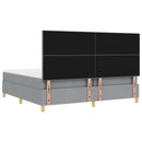 LED Box Spring Bed med hovedgærde Lysegrå 200 x 200 cm Stof