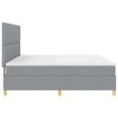 LED Box Spring Bed med hovedgærde Lysegrå 200 x 200 cm Stof