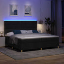 LED Box Spring Bed med hovedgærde Sort 200 x 200 cm Stof