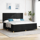 LED Box Spring Bed med hovedgærde Sort 200 x 200 cm Stof