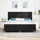 LED Box Spring Bed med hovedgærde Sort 200 x 200 cm Stof