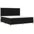 LED Box Spring Bed med hovedgærde Sort 200 x 200 cm Stof