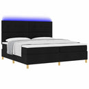 LED Box Spring Bed med hovedgærde Sort 200 x 200 cm Stof