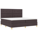 LED Box Spring Bed med hovedgærde Mørk Brun 200 x 200 cm Stof