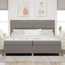 LED Box Spring Bed med hovedgærde Gråbrun 200 x 200 cm Stof