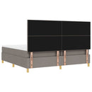 LED Box Spring Bed med hovedgærde Gråbrun 200 x 200 cm Stof