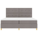 LED Box Spring Bed med hovedgærde Gråbrun 200 x 200 cm Stof