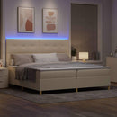 LED Box Spring Bed med madras Creme 200 x 200 cm Stof