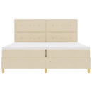 LED Box Spring Bed med madras Creme 200 x 200 cm Stof