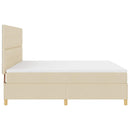 LED Box Spring Bed med madras Creme 200 x 200 cm Stof