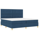 LED Box Spring Bed med madras Blå 200 x 200 cm Stof