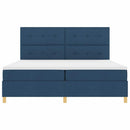 LED Box Spring Bed med madras Blå 200 x 200 cm Stof