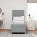 LED Box Spring Bed med madras Lysegrå 80 x 200 cm Stof