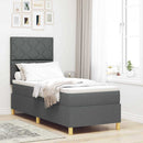 LED Box Spring Bed med hovedgærde Mørkegrå 80 x 200 cm Stof