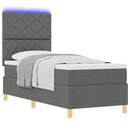 LED Box Spring Bed med hovedgærde Mørkegrå 80 x 200 cm Stof
