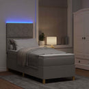 LED Box Spring Bed med madras Gråbrun 80 x 200 cm Stof