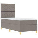 LED Box Spring Bed med madras Gråbrun 80 x 200 cm Stof