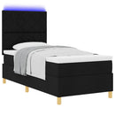 LED Box Spring Bed med hovedgærde Sort 90 x 190 cm Stof