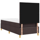 LED Box Spring Bed med hovedgærde Mørk Brun 90 x 190 cm Stof