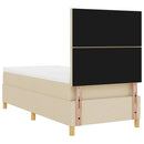 LED Box Spring Bed med hovedgærde Creme 90 x 190 cm Stof