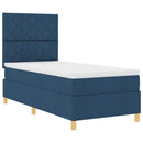 LED Box Spring Bed med hovedgærde Blå 90 x 190 cm Stof