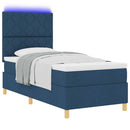 LED Box Spring Bed med hovedgærde Blå 90 x 190 cm Stof
