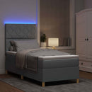 LED Box Spring Bed med hovedgærde Lysegrå 90 x 200 cm Stof