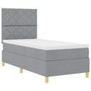 LED Box Spring Bed med hovedgærde Lysegrå 90 x 200 cm Stof
