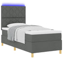 LED Box Spring Bed med hovedgærde Mørkegrå 90 x 200 cm Stof