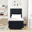 LED Box Spring Bed med hovedgærde Sort 90 x 200 cm Stof