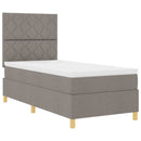 LED Box Spring Bed med hovedgærde Gråbrun 90 x 200 cm Stof