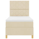 LED Box Spring Bed med hovedgærde Creme 90 x 200 cm Stof