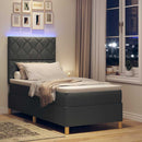 LED Box Spring Bed med hovedgærde Mørkegrå 100 x 200 cm Stof