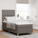 LED Box Spring Bed med hovedgærde Gråbrun 100 x 200 cm Stof