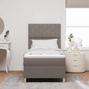 LED Box Spring Bed med hovedgærde Gråbrun 100 x 200 cm Stof