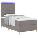 LED Box Spring Bed med hovedgærde Gråbrun 100 x 200 cm Stof