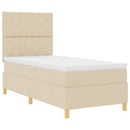 LED Box Spring Bed med madras Creme 100 x 200 cm Stof