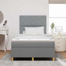 LED Box Spring Bed med madras Lysegrå 120 x 190 cm Stof