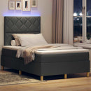 LED Box Spring Bed med hovedgærde Mørkegrå 120 x 190 cm Stof